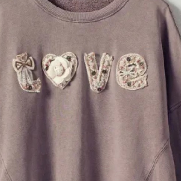 EMBELLISHED LOVE MOCHA CREWNECK!! This quality is EXQUISITE!!!!!!! L - Picture 3 of 3